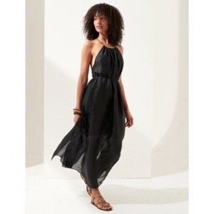 NWOT BANANA REPUBLIC Luxe Ramie Backless Maxi Dress Black Size Small